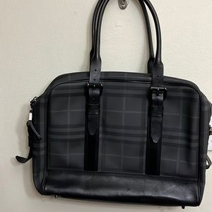 Burberry London Black Check Briefcase Laptop Bag